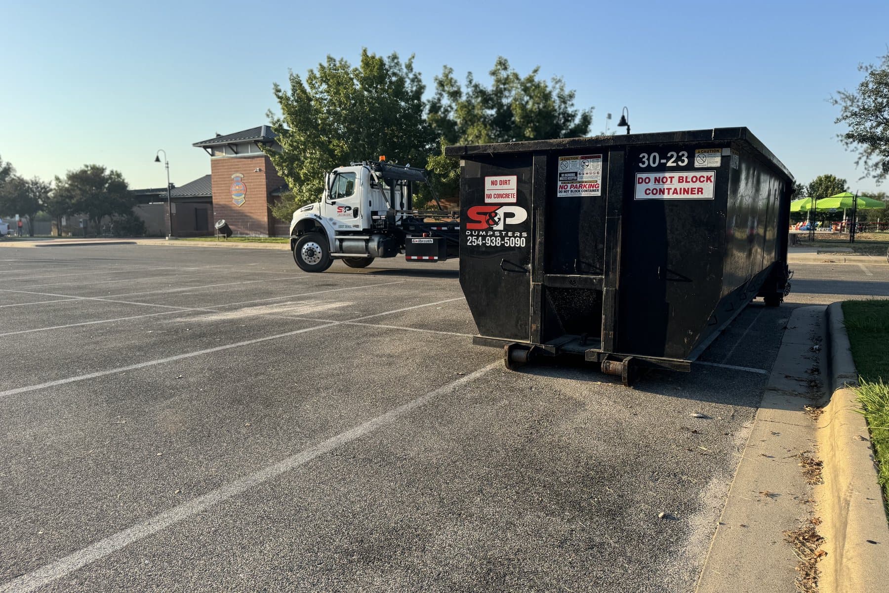 S&P Dumpsters 30 yard roll-off container on a street in Temple, TX